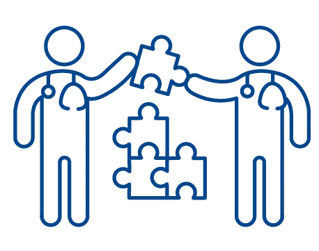 two doctors putting four puzzle pieces together