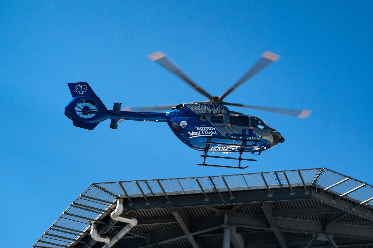 Boston MedFlight helicopter lands on hospital roof