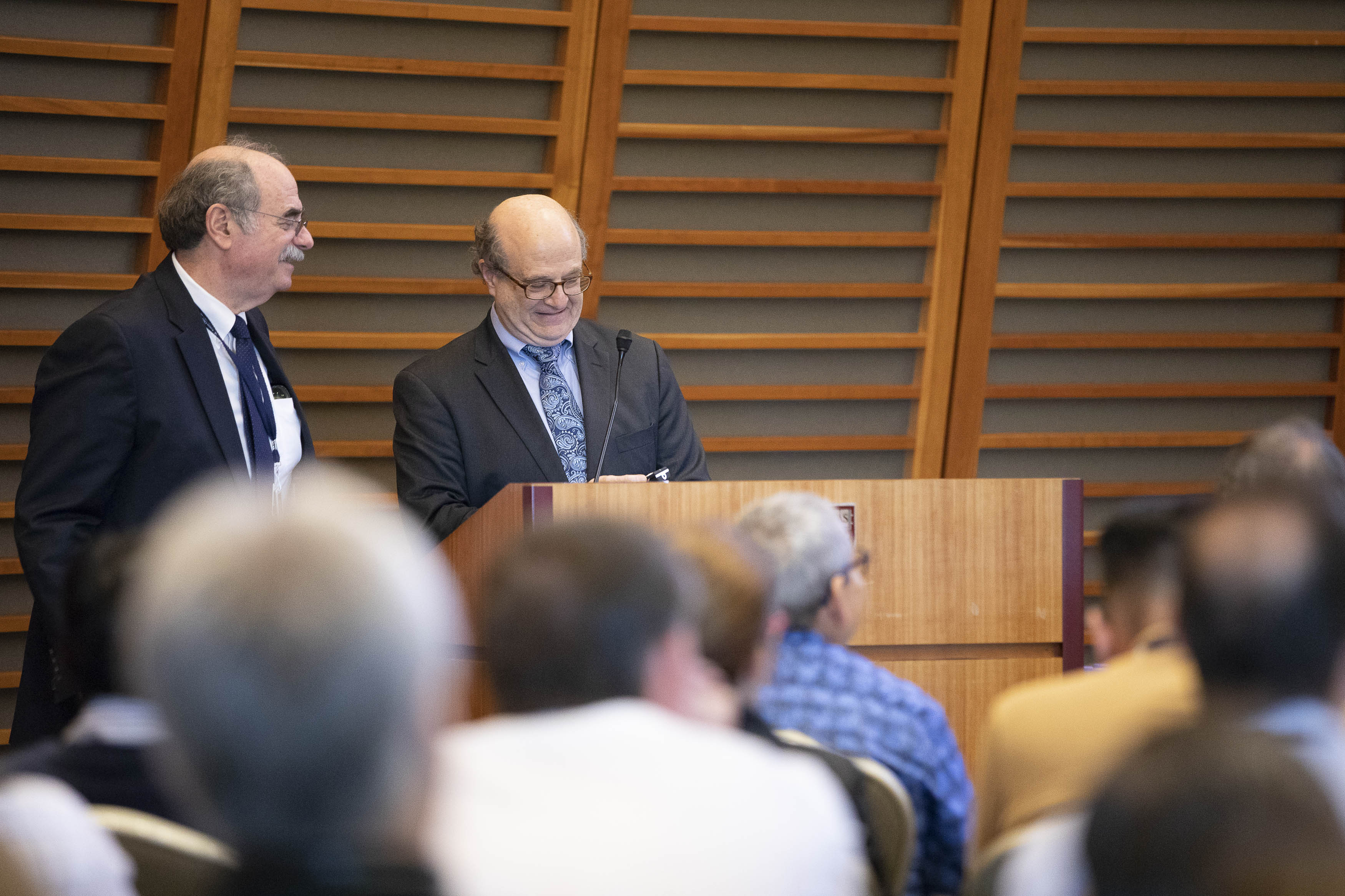Doctors behind podium