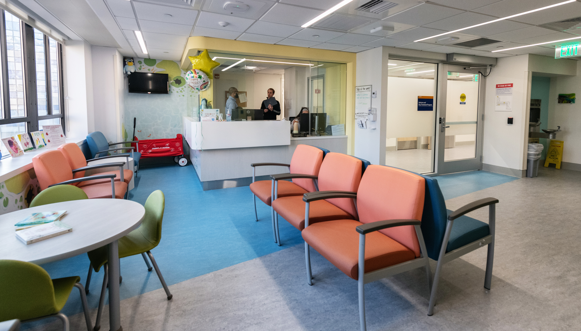 Reception desk and waiting area at Infusion and Day Treatment Program in Boston