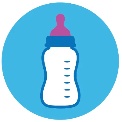 Illustration of a baby bottle inside a circle