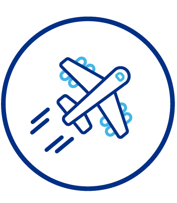Illustration of an airplane inside a circle